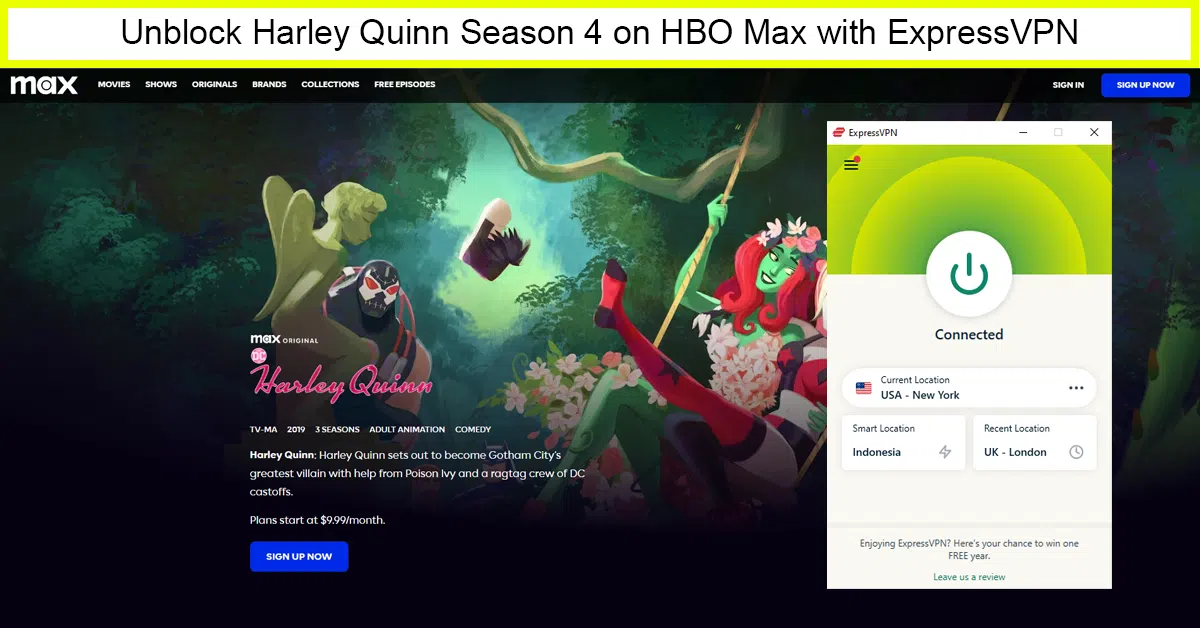 ExpressVPN: Best VPN to Watch Harley Quinn Season 4 Outside USA