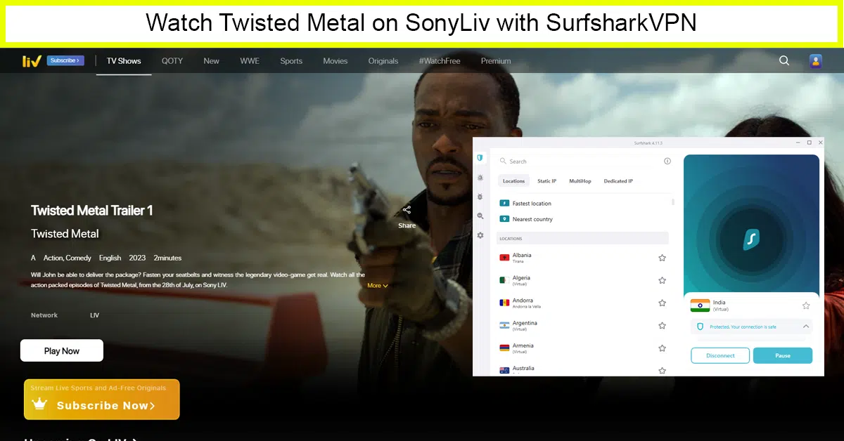 Surfshark: Pocket-Friendly VPN to Watch Twisted Metal in USA on SonyLiv