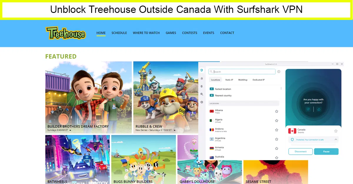 Surfshark – Affordable VPN to Watch Treehouse Outside Canada