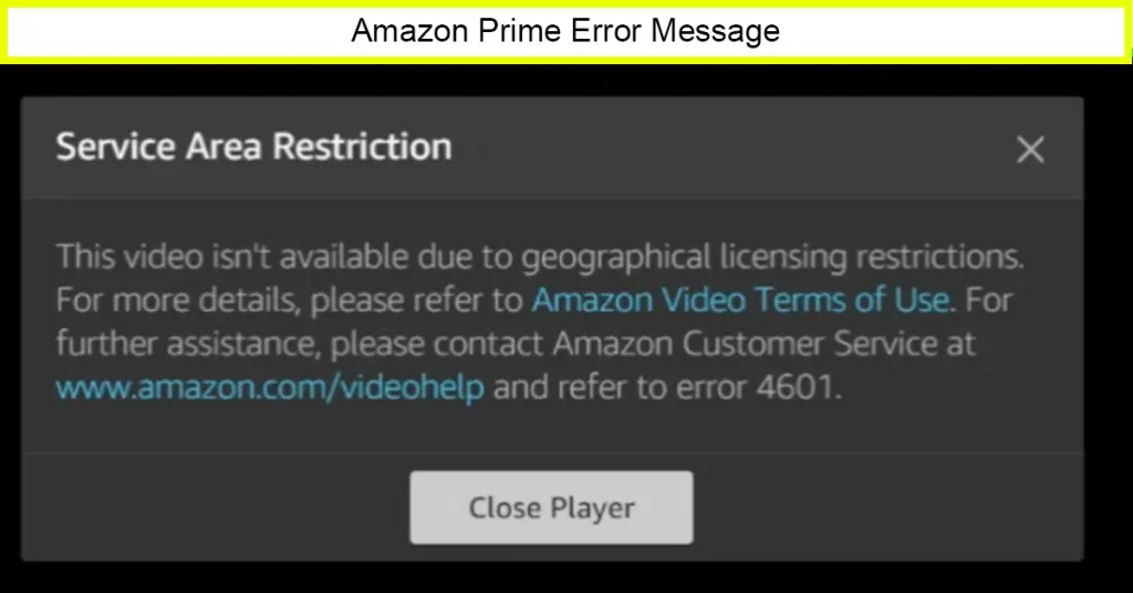 Amazon Prime Error Image