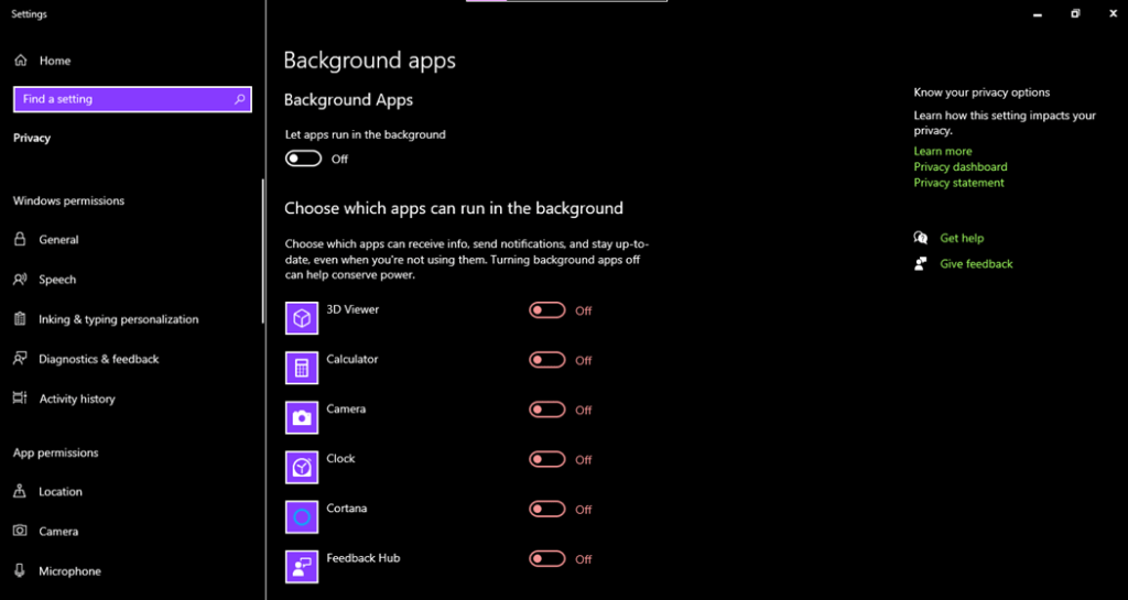 Disable background programs