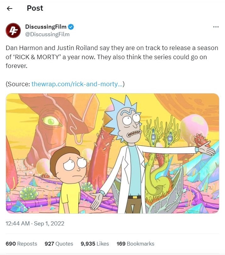 Rick and Morty outside USA - tweet