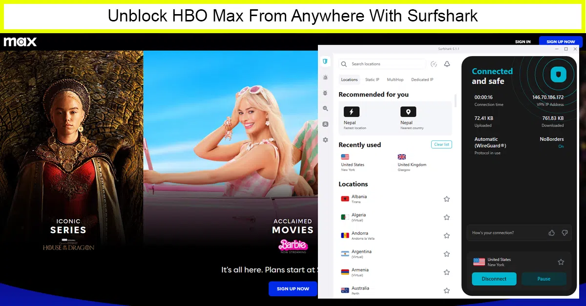 Surfshark – Premium VPN to Watch HBO Max in South Africa